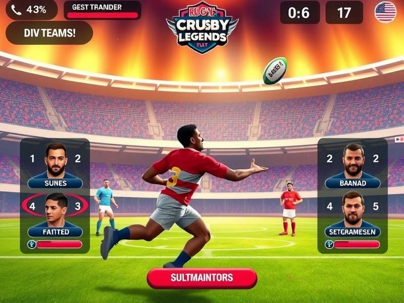 Rugby Crush Legends gameplay screenshot showing intense rugby action